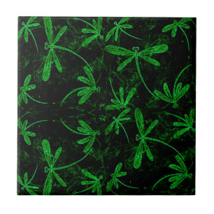 Dragonflies Neon Green Tile