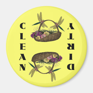 Dragonflies On Flower Basket Dishwasher Magnet