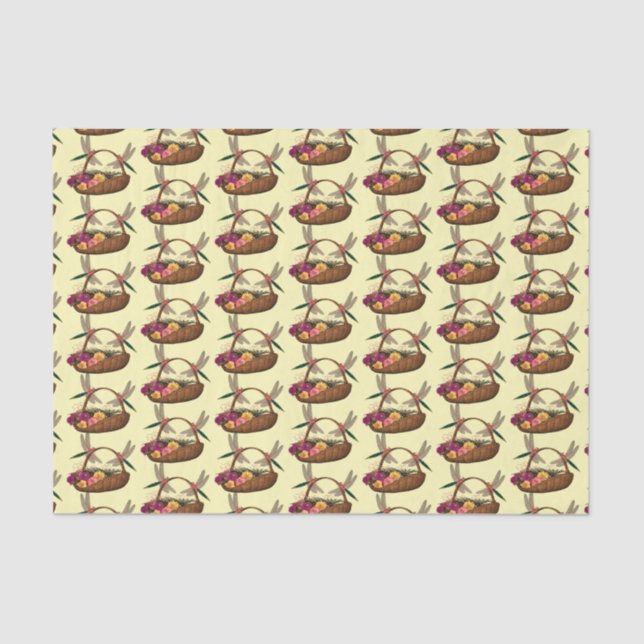 Dragonflies On Flower Basket Pattern Tissue Paper (Front)