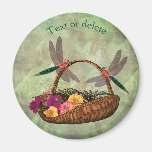 Dragonflies On Flower Basket Personalised Magnet