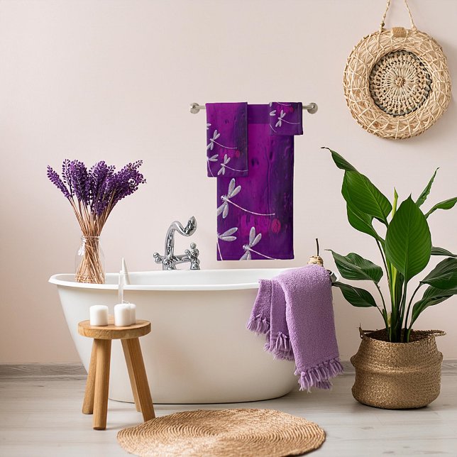 Dragonflies on water bath towel set (Creator Uploaded)