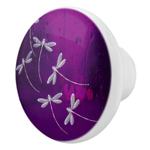 Dragonflies on water ceramic knob