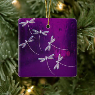 Dragonflies on water ceramic ornament