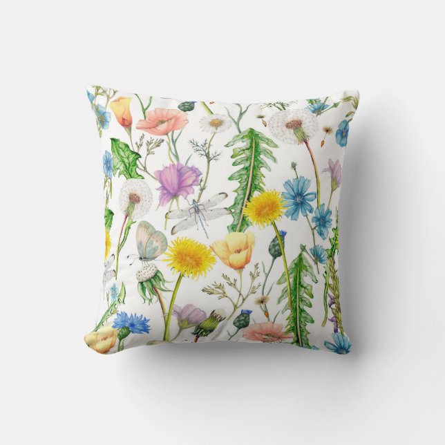 Dragonflies on Wildflowers Cushion (Front)