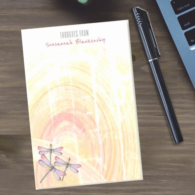 Dragonflies Over Pastel Colour Abstract Custom Post-it Notes (4" x 6" custom dragon fly design)