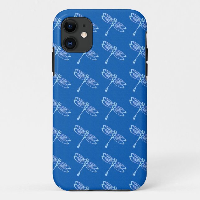 Dragonflies, pale blue on denim blue Case-Mate iPhone case (Back)