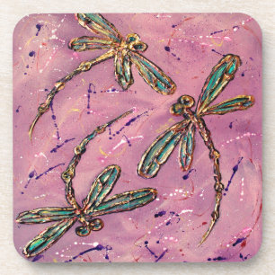 Dragonflies Pink Fizz Coaster