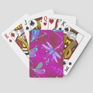 Dragonflies Pink Playing Cards
