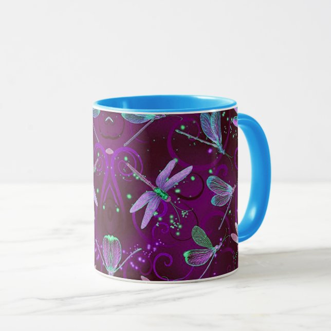 Dragonflies Purple Dreams 11oz Combo Mug (Front Right)