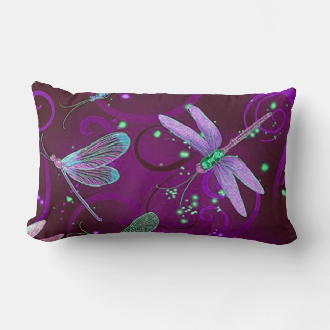 Dragonflies Purple Lumbar Cushion (Front)
