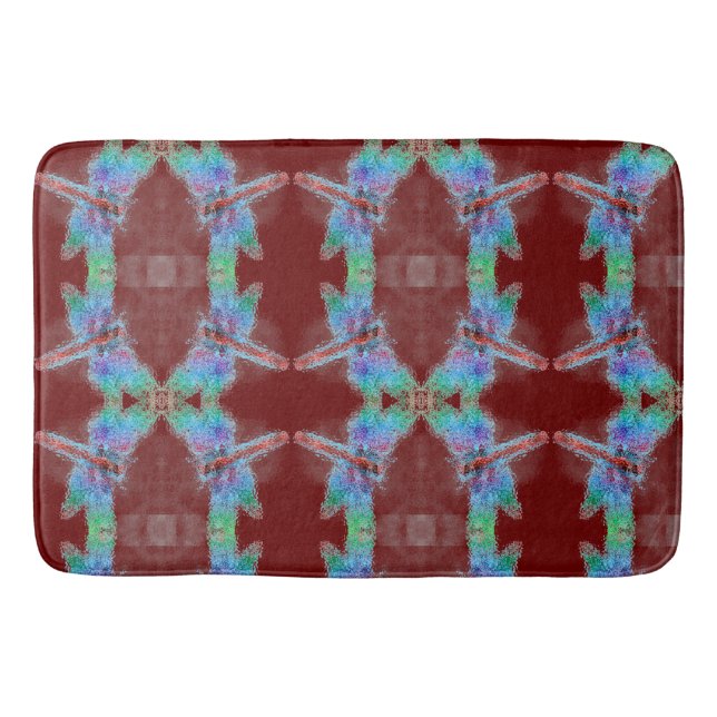  Dragonflies Red Abstract Customise Background  Bath Mat (Front)