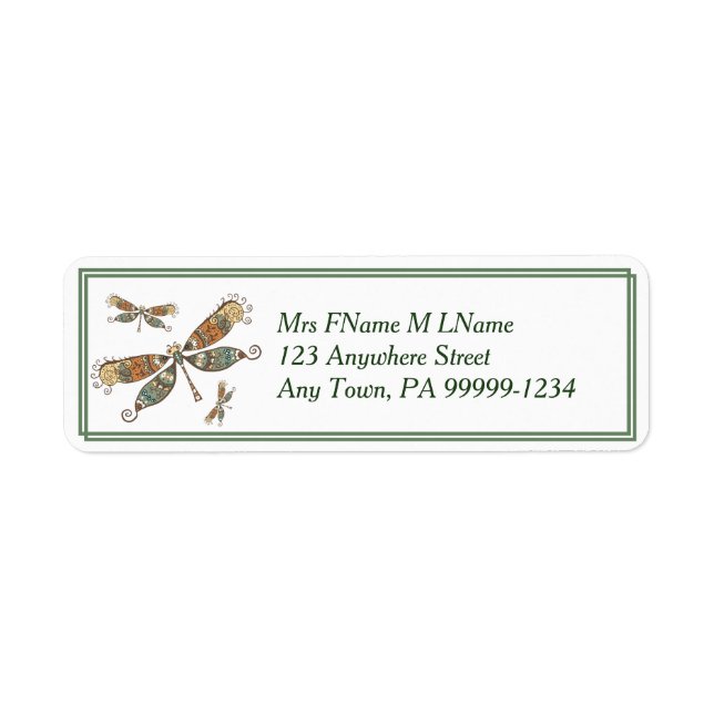 Dragonflies Return Address Label (Front)
