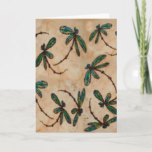 Dragonflies Rustic Cream Holiday Card