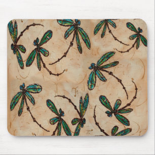 Dragonflies Rustic Cream Mouse Pad