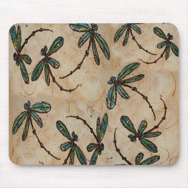 Dragonflies Rustic Cream Mouse Pad (Front)