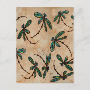 Dragonflies Rustic Cream Postcard