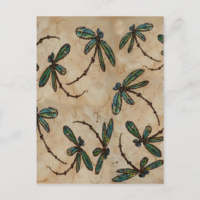 Dragonflies Rustic Cream Postcard (Front)