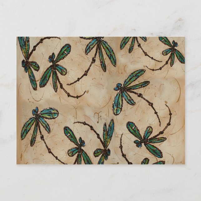 Dragonflies Rustic Cream Postcard (Front)