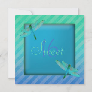 Dragonflies & Stripes Sweet Sixteen Invitation