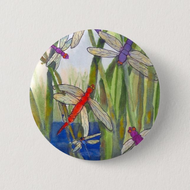 Dragonflies Summer 6 Cm Round Badge (Front)