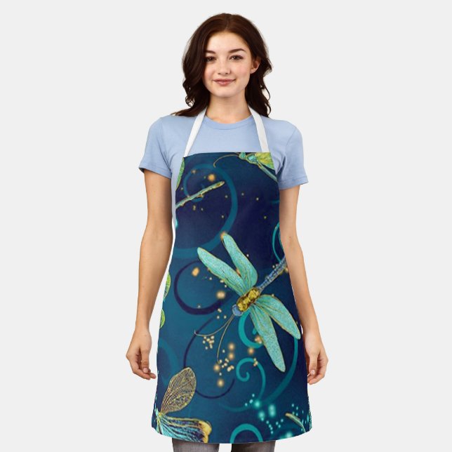 Dragonflies Teal Apron (Worn)