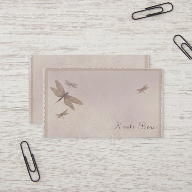 Dragonflies Vintage Dragonfly Chic Elegant Custom Business Card (Front/Back In Situ)