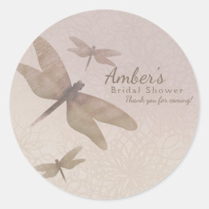 Dragonflies Vintage Dragonfly Chic Elegant Favour Classic Round Sticker