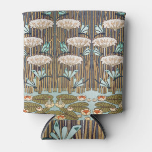 Dragonflies Water Lilies Marsh Art Nouveau Can Cooler