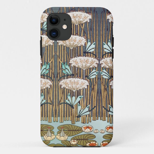 Dragonflies Water Lilies Marsh Art Nouveau Case-Mate iPhone Case (Back)
