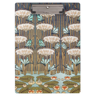 Dragonflies Water Lilies Marsh Art Nouveau Clipboard