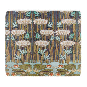 Dragonflies Water Lilies Marsh Art Nouveau Cutting Board