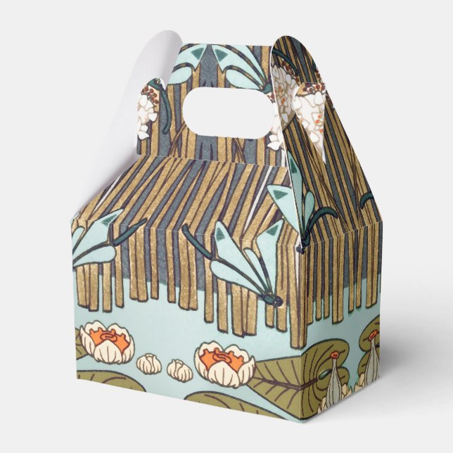 Dragonflies Water Lilies Marsh Art Nouveau Favour Box (Front Side)