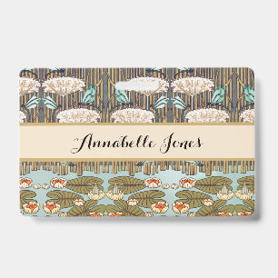 Dragonflies Water Lilies Marsh Art Nouveau ID Badge