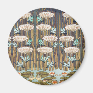 Dragonflies Water Lilies Marsh Art Nouveau Magnet