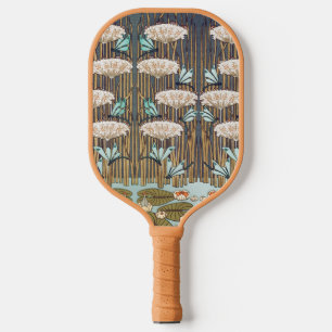 Dragonflies Water Lilies Marsh Art Nouveau Pickleball Paddle