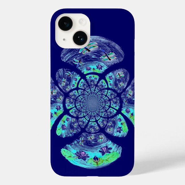 Dragonflies, Water Lily Flowers Case-Mate iPhone Case (Back)
