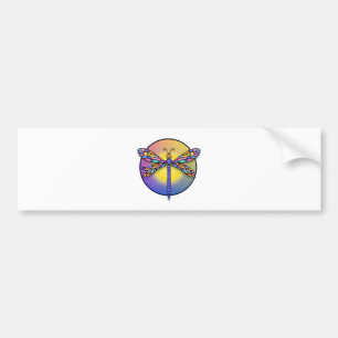 Dragonfly 1 - multi gradient (round) bumper sticker