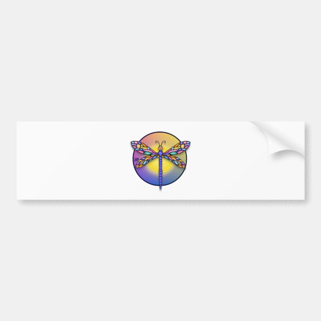 Dragonfly 1 - multi gradient (round) bumper sticker (Front)