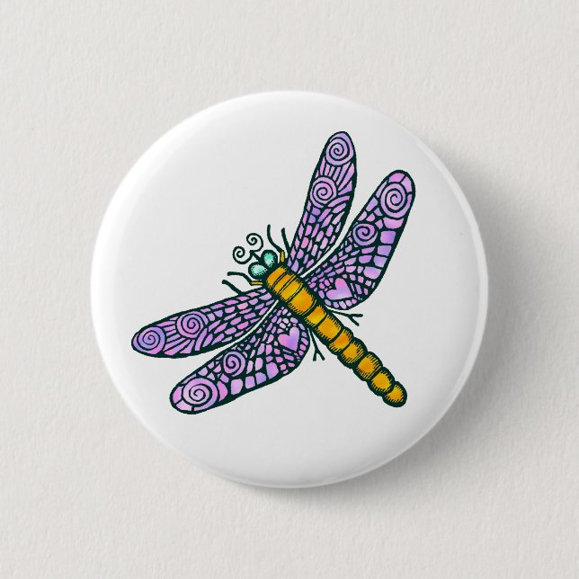 Dragonfly 6 Cm Round Badge (Front)