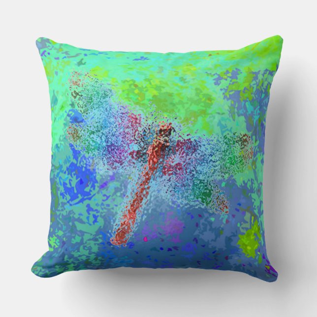 Dragonfly Abstract in Blue Cushion (Front)