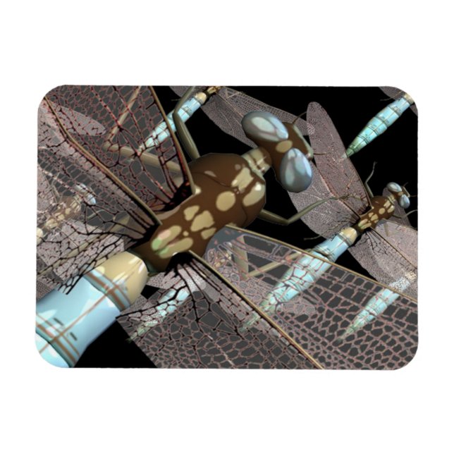Dragonfly Air Force on Black Magnet (Horizontal)
