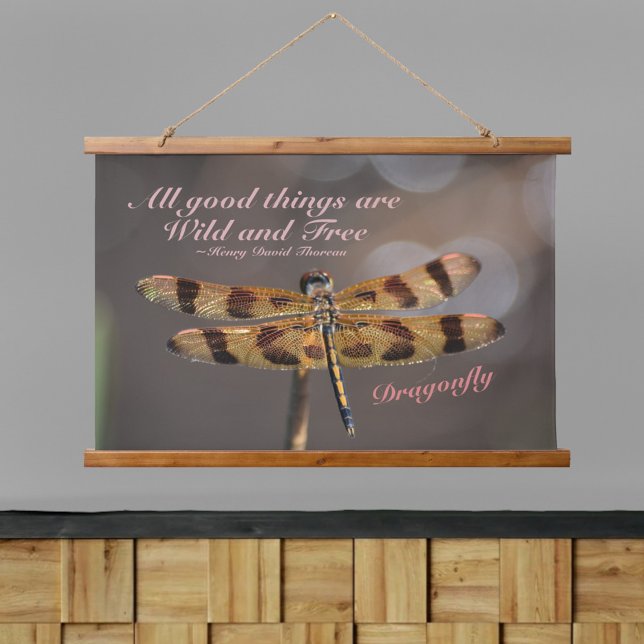 Dragonfly All Good Things are Wild and Free Quote Hanging Tapestry (Creator Uploaded)