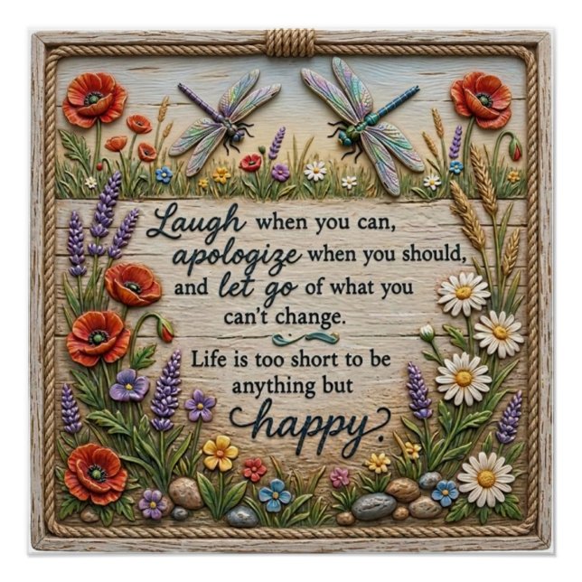 Dragonfly and Flowers Poster (Front)