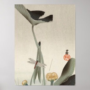 Dragonfly and Lotus, 1920 by Ohara Koson Poster