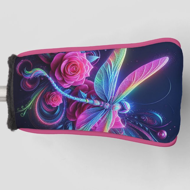 Dragonfly and Roses Golf Head Cover (Front)