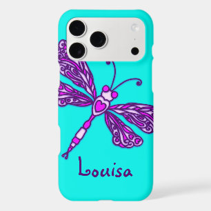 Dragonfly art aqua purple custom name