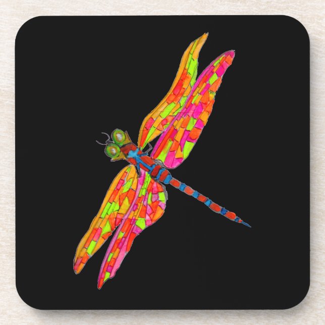 Dragonfly art insect illustration coaster (Front)