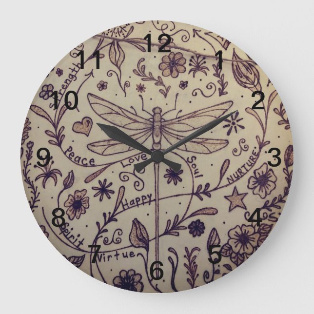 Dragonfly Art Large Clock (Front)