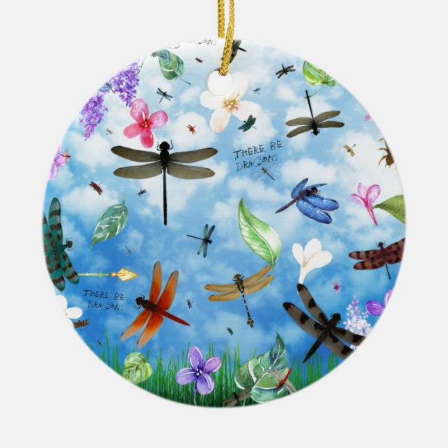 dragonfly art nola kelsey ceramic ornament (Front)