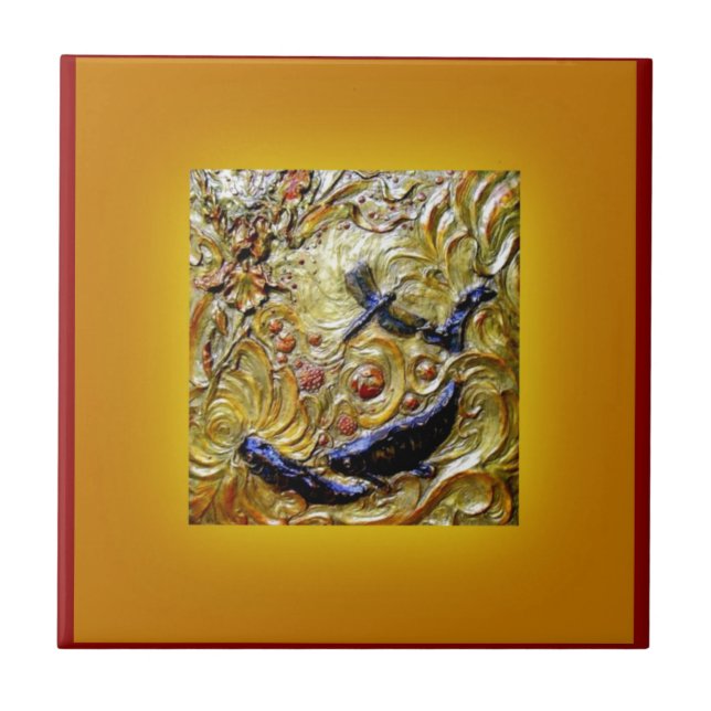 Dragonfly Art Nouveau Bronze by Sharles Ceramic Tile (Front)